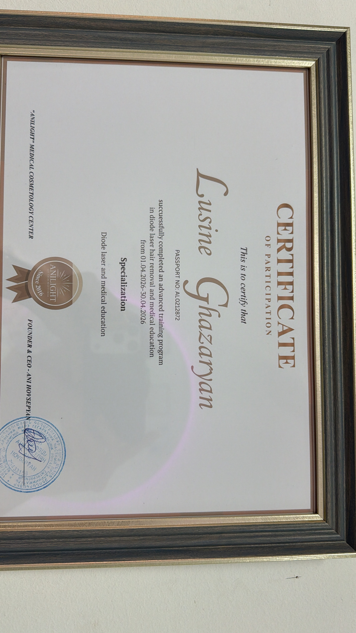 EcoProfi Certificate Lusine Ghazaryan